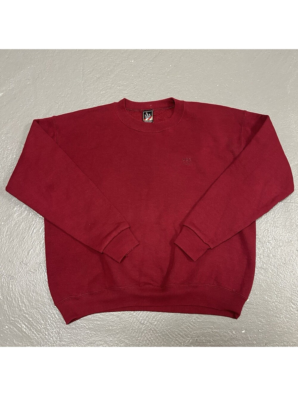 VINTAGE USA Olympic Crewneck Sweatshirt Made in USA Red Maroon Size Large